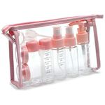 Cannagenix Travel Bottles Set Travel Bottles & Containers, Toiletry Bag, Refillable Small Mini Empty Plastic Pump/Spray/Squeeze Bottles For Travel Toiletries With Storage Bag (Pink, Width: 16 Cm)