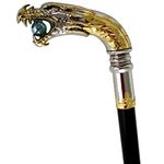 Treasure Gurus Silver Plated Dragon Head Cane Walking Stick