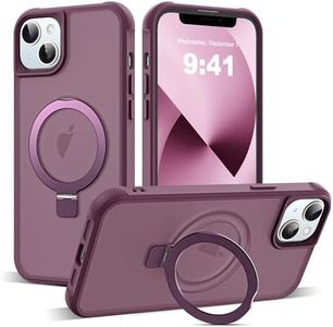 SKYLMW Compatible with iPhone 13 Case & iPhone 14 Case with Invisible Magnetic O-Ring Stand Translucent Case for iPhone 13 & 14 6.1" [Compatible with MagSafe][Great Grip Feeling], Wine Red