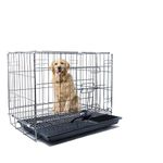 JAINSONS PET PRODUCTS Plastic Dog Black Cage/Crate/Kennel With Removable Tray 36X22.5X26 Inch