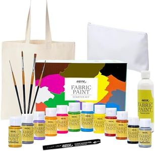 Nazca Colors Set Pintura Textil Iniciación - Kit de Pintura para Tela 10 Colores + Dorado y Plateado (30ml), Bote 100ml Blanco, Rotulador Textil Negro, 4 Pinceles, Tote Bag y Neceser para Customizar