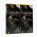 Cuticolor Permanent Hair Color Cream| Dr prescribed| Eco Mechanism for Preserving Scalp Health| No Ammonia| No PPD| Enriched with Portulaca & Boseivela Extracts - Black (120g) | Pack Of 2