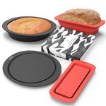 WAFE Silicone Bread and Loaf Pan - Collapsible BakeMate 2Pcs Non Stick Quick Release Food Grade Baking Mould Pan - Perfect for Baking Loaves, Cakes and More