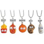 XHBTS 5 Pcs/Set French Fries Hot Dog Bread Hamburger Cute Milk and Cookie Pendant Best Friend Necklaces-Best Buds-Boys Friendship BFF Necklaces Birthday Gifts for Kids