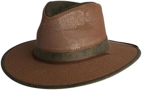Henschel Hats Original Aussie Breezer - Wide-Brim Sun Hat for Men with Adjustable Chin Cord | Perfect Men's Summer Hat Distressed Gold