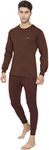 Lux Cott's Wool Men's Cotton R-Neck Thermal Set (Brown, 2Xl- 100Cm)