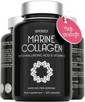 Marine Collagen Capsules 2200mg - with Hyaluronic Acid & Vitamin C - High Strength Collagen Supplements for Women & Men - 120 Capsules - Premium Collagen Complex for Skin Joints Hair