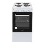 Willow WE50SSW 62L Freestanding Electric Cooker, 50cm Wide Single Cavity Cooker with Solid 4 Zone Plate Hob, 2 Year Warranty - White