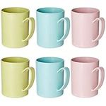 Okuna Outpost 6 Pack Unbreakable Wheat Straw Cups for Coffee, Tea, Milk, Juice, 3 Colors, Light Blue, Green, and Pink, Reusable Mugs, Dishwasher and Microwave-Safe (13.8 Ounces)