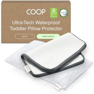 Coop Home Goods Original Adjustable Toddler Pillow and Ultra-Tech Waterproof Protector White Bundle, Breathable Mini Pillow for Kids with Adjustable Support and Premium Memory Foam