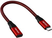 RIITOP USB C Extension Cable Short [0.2m], USB 3.1 Type-C Extension Lead [10Gbps, 20V/5A] Male to Female Braided Extender Cord Compatible for MacBook Pro, Galaxy