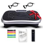 WeightWorld Vibration Plate Exercise Machine - 5 Muscle Stimulating Program Modes - 2 Built-in Bluetooth Speaker, 2 Resistance Bands + 99 Intensity Levels + 5 Programs - For Whole Body Workout