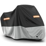 Favoto Motorcycle Cover Waterproof Outdoor - 104.3 x 41.3 x 49.2 inches Motorbike Cover for Rain, UV, Dust & Snow Protection with Lock Hole, Elastic Hem & Windproof Buckles