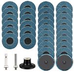 SI FANG 31 Pack 50mm Roll Lock Flap Disc Grinding Sanding Wheel Set, 2 inch Abrasive Grinding Discs Flap Wheel 40 60 80 120 Grit, Quick Change Grinder Discs with 1/4" Shank Pad Holder for Die Grinder