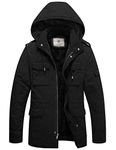 WenVen Men's Utility Windproof Work Jacket Winter Coat Black S