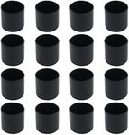 Antrader 16pcs Round Shape PVC Rubber Covers Furniture Foot Table Chair Leg End Cap Cover Tip Protectors, 1.26 Inches, Black