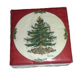 40 3-ply Spode Christmas Tree Paper Beverage Cocktail Napkins Red Border by Spode