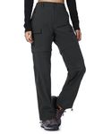 Cycorld Women's-Hiking-Pants-Convertible Quick-Dry-Stretch-Lightweight Zip-Off Outdoor Pants UPF 50+ with 5 Deep Pocket Black