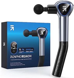 Pistola Massaggio Muscolare con Manico Staccabile, RENPHO Reach pistola per massaggi, 5 velocità, 4 testine massaggianti, LED, 2 in 1 Massaggiatore a Percussione Profonda