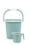 Dhwani Enterprise Plastic Square Double Moulded Unbrakable Bucket With Matching (1.5 Liter Mug)(Mint Green) (25L)