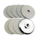 SHDIATOOL 4- Inch Diamond Wet Polishing Pads Set of 8Pcs Plus an Aluminum Backer for Marble Granite Stone