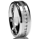 7MM Men's Eternity Titanium Ring Wedding Band with Cubic Zirconia CZ Size 10