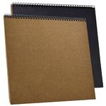 Lakeer 12 x 12 inch Wiro Bound Sketchbook - 250 GSM Kraft Paper, 25 Sheets | Acid-Free | for Sketching, Drawing, Painting, Scrapbooking (Brown)