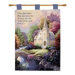 Manual Inspirational Collection Wall Hanging and Finial Rod, Church in The Country with Verse by Nicky Boehme, 26 X 36-Inch