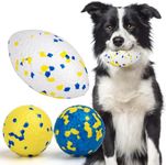 Nobleza 3 Pcs Dog Balls Toys, Indestructible Medium Round Dog Ball, Durable Large Rugby Ball Toy, Nature Rubber High Bounce Solid Dog Balls, Floating Interactive Dog Toys