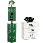 flybold Dog Waste Station Outdoor - Pet Waste Station with Poop Bag Dispenser - Dog Shaped Sign Post Large Litter Bin 400 Roll 200 Pull Bags and 50 Can Liners - Pet Waste Bags Disposal System Outdoors