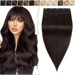 14 inch SEGO Clip in Hair Extension Human Hair One Piece THICK [#2 Dark Brown] 100% Real Remy Hairpieces 3/4 Full Head Straight (75g)