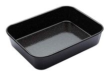 MasterClass MCVITHB2 Vitreous Enamel Roasting Tin, Induction Safe 1mm Steel with Scratch Resistant Coating, Medium (34 x 26cm), Black