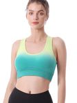 CLDFHX Sports Bras Women Padded Seamless Comfy Impact Support Racerback Sports Bras Without Underwire for Running Fitness Yoga Workout Gym, Multicolored Green, 3XL