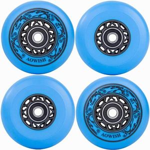 AOWISH 4-Pack Inline Skate Wheels 76mm Rollerblade Replacement Wheel with Bearings ABEC-9 (Black & Green)