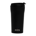 MIRA 12 oz Stainless Steel Insulated Travel Mug for Coffee & Tea - Vacuum Insulated Car Tumbler Cup with Spill Proof Twist On Flip Lid - Thermo Keeps Drinks Steaming Hot or Ice Cold - Black