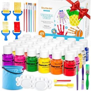 Tempera Paint, Shuttle Art 30 Colors Washable Paint for Kids, 2oz/60ml Bottle, Non-toxic Finger Paints for Toddlers with Glitter Metallic Neon Colors, Kids Paint for Art, Crafts and School Projects