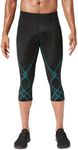 CW-X Men's Stabilyx Joint Support 3/4 Compression Tight, Black/Deep Lake, Medium