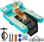 FBSPORT Dog Pool Boat Ramp Inflatable, Non-Slip EVA Dog Dock Water Ramp Ladder for Lake, Floating Safe Puppy Boat Stairs for Dog Up to 200 LBs Large, Easy Access Platform with Boost Step