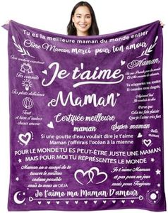 Juratar Cadeau Fete des Meres Personnalisé, Plaid Couverture Polaire Cadeau Anniversaire Maman, Cadeaux de Fête des Mères et de Noël pour Maman, Cadeaux Maman, 62 * 52IN