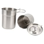 YUUGAA Camping Foldable Cup, 2pcs Stainless Steel Cooking Cup Mug Foldable Outdoor Camp Cook Pot Camping Cookware