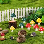 Dacitiery Miniature Fairy Garden Accessories Resin Mini Hedgehogs and Mushroom Garden Accessories Fairy Outdoor Garden Animals Figurines for Fairy Garden Micro Landscape Plant Pots Bonsai Craft Decor