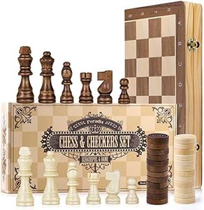 Peradix Jeu d'échecs et Dames 2 en 1 Echiquier en Bois Magnétiques, avec Double Dames, Pour Voyage Pliables, Jouets et Cadeaux de Jeux Éducatifs pour Adultes et Enfants (38 X 38CM)