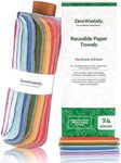 ZeroWastely Reusable Paper Towels - Value Pack of 24 Paperless Paper Towels! - 100% Cotton, Super Soft, Absorbent, Washable and Made To Last - Cut Back and Waste Less with our Cloth Paper Towels! By