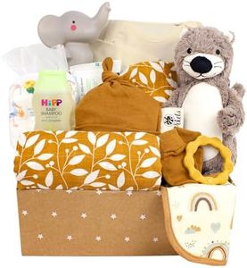 PEKEL'S Canastilla para Bebé Recién Nacido - Regalo Bebé Recién Nacido - Cesta de Bienvenida con Ropa de Algodón, Muselina, Peluche, Mordedor y Más - Unisex (BOX1)