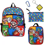 Super Mario Bros Characters & Power-Ups 16 Youth 5-Piece Backpack Set