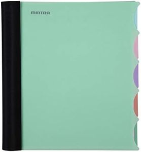 Mintra Office Durable PREMIUM Spiral Notebook, ((Sage Green, 5 Subject (8.5in x 11in)), Fabric Covered Coils, No Snags, College Ruled, Adjustable Pocket Dividers, Ruler, Organization, Student, School