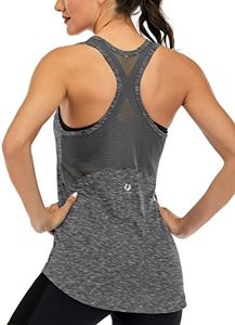 ICTIVE Women's Sleeveless Workout Tank Top - Mesh Racerback, Yoga, Gym Activewear - Dark Gray, M