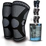 Gemschest 2 Pack Knee Support - Knee Compression Sleeves for Men & Women, Knee Brace for Working Out, Running, Basketball, Gym, Weightlifting, Workout, for Arthritis Joint Pain Relief Size L