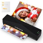 Crenova A4 Laminator, Thermal Laminator Machine for Hot and Cold Settings with 10 Laminating Pouches No Bubbles for School Home Use (Black)