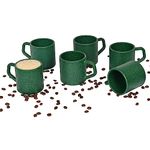 Eha Earth-Friendly Comfy Coffee Cup Set of 6 |200 ml| Made with Rice Husk & Bamboo Fibers | Microwave Safe| for Hot & Cold Coffee Mug, Tea & Milk |Fern